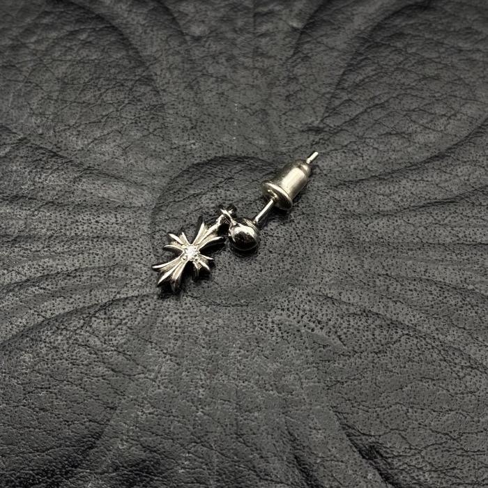 Platinum plated small cross earrings