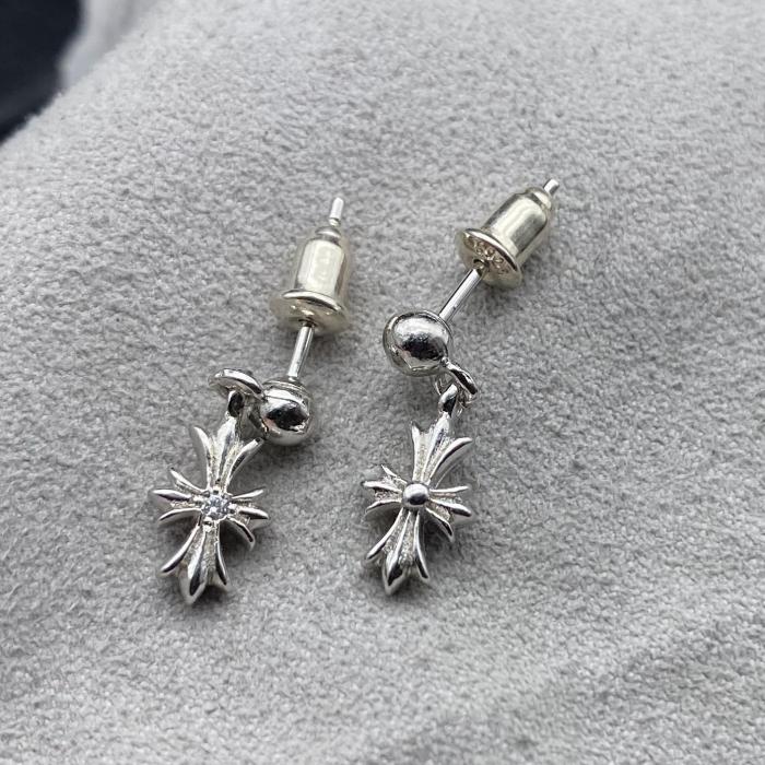 Platinum plated small cross earrings