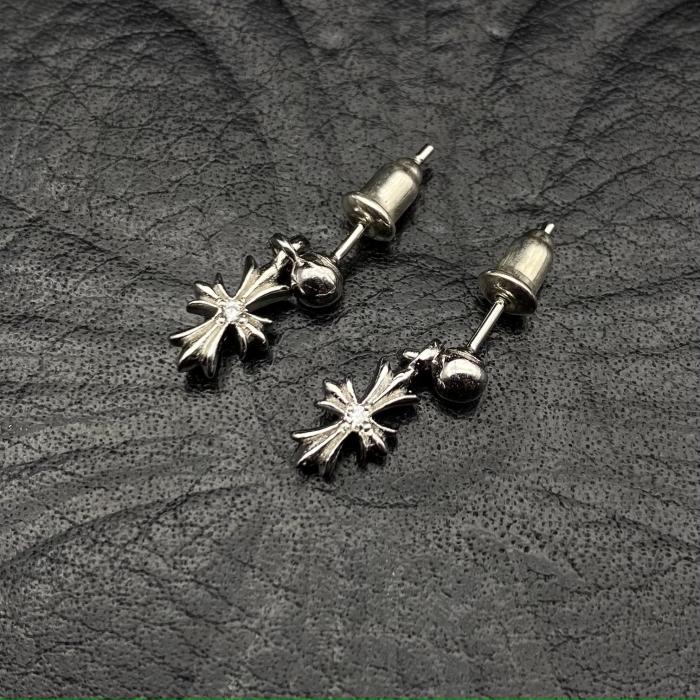 Platinum plated small cross earrings