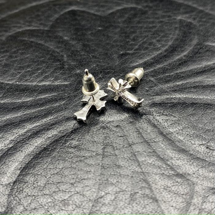 Platinum plated long cross earrings