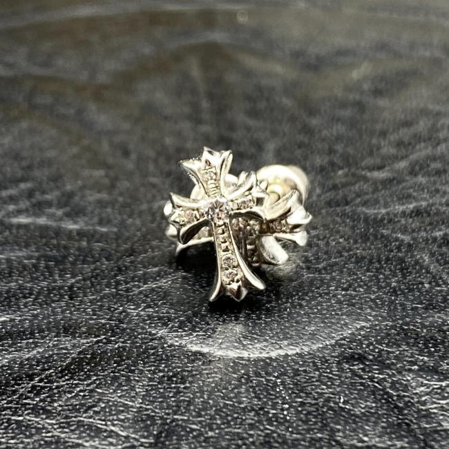 Platinum plated long cross earrings