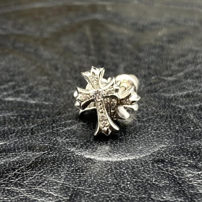 Platinum plated long cross earrings