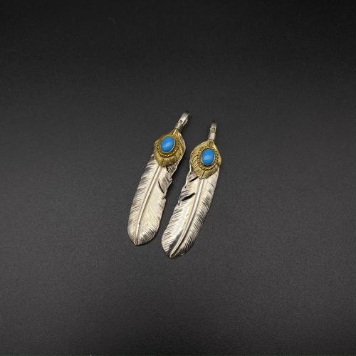 Golden leaf turquoise pigment feather