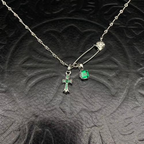 Platinum plated pin pendant necklace