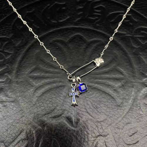 Platinum plated pin pendant necklace
