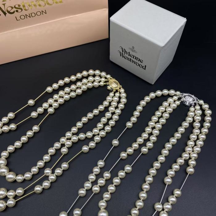Broken pearl necklace gold/silver