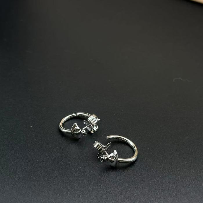 Silver Ring Saturn Earrings