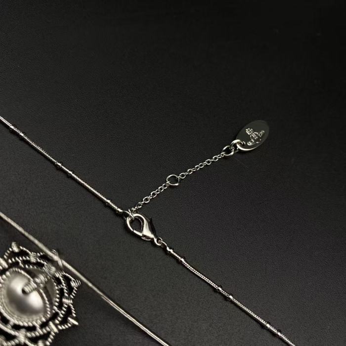 Octagonal Pearl Orb Necklace