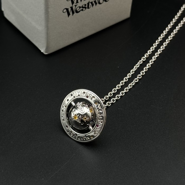 Neon colored diamond planet necklace