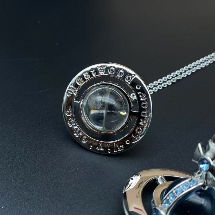 Large Rivet Aviator Necklace/Glacier Blue Aviator Necklace