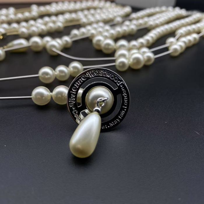 Broken pearl necklace gold/silver