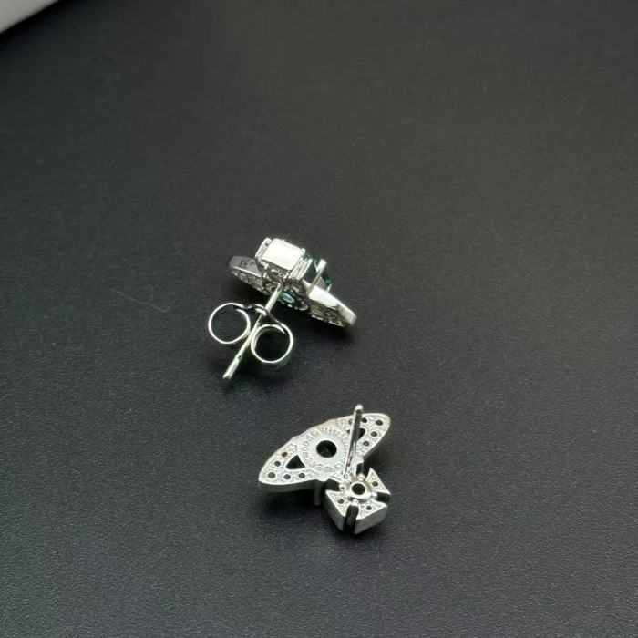 Emerald single diamond Saturn earrings