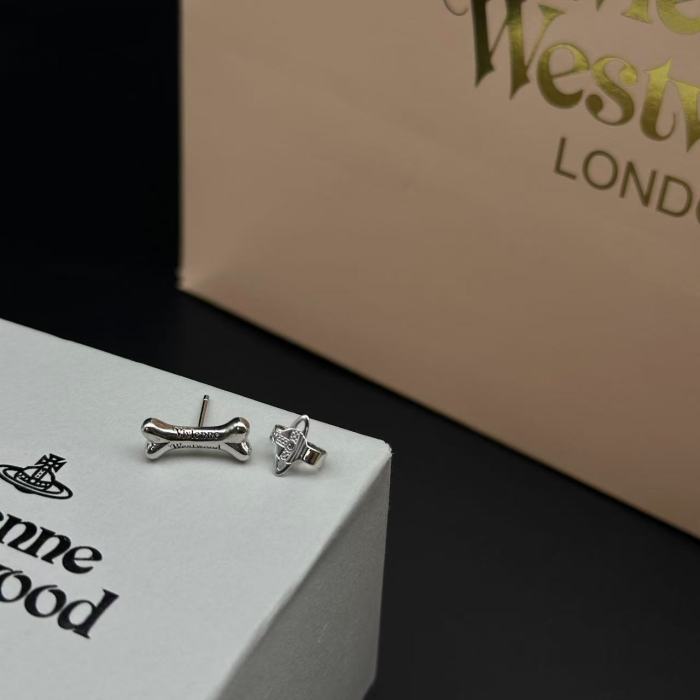 Silver bone earrings