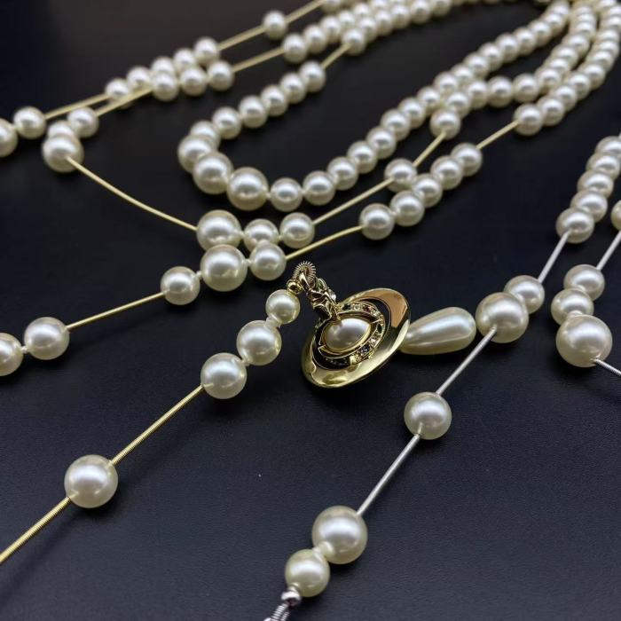 Broken pearl necklace gold/silver