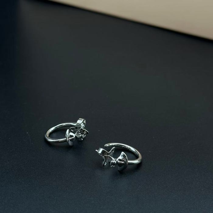 Silver Ring Saturn Earrings