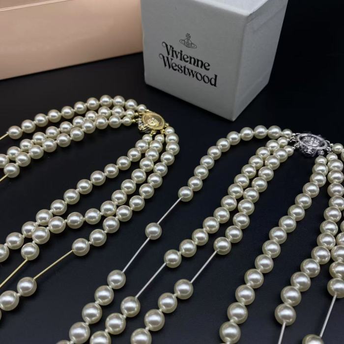 Broken pearl necklace gold/silver