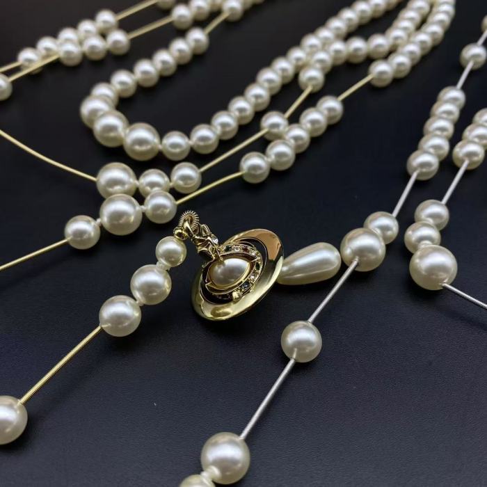 Broken pearl necklace gold/silver