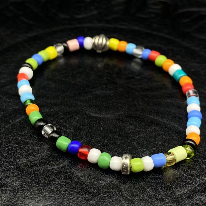 Colorful silver bead bracelet