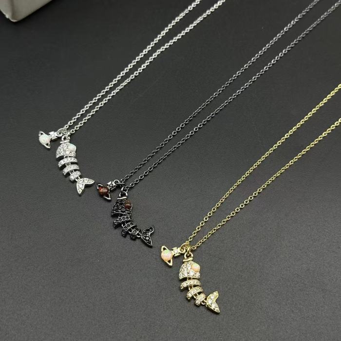 Fish bone bracelet necklace