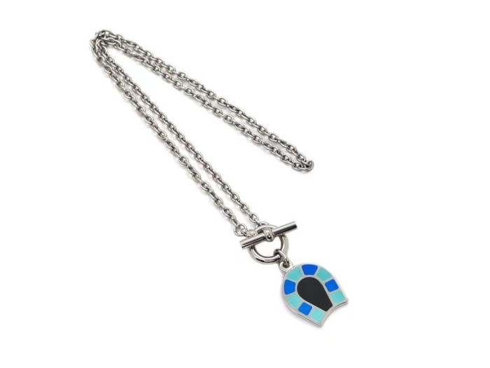 Enamel horseshoe necklace