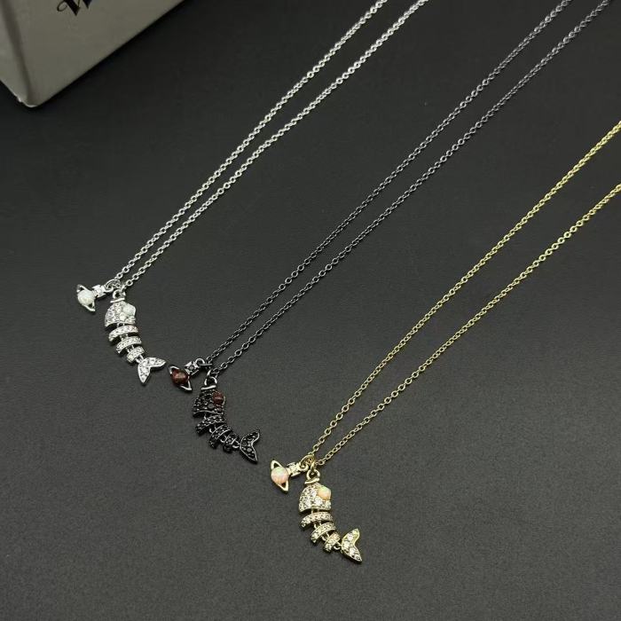 Fish bone bracelet necklace