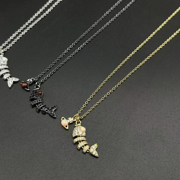 Fish bone bracelet necklace