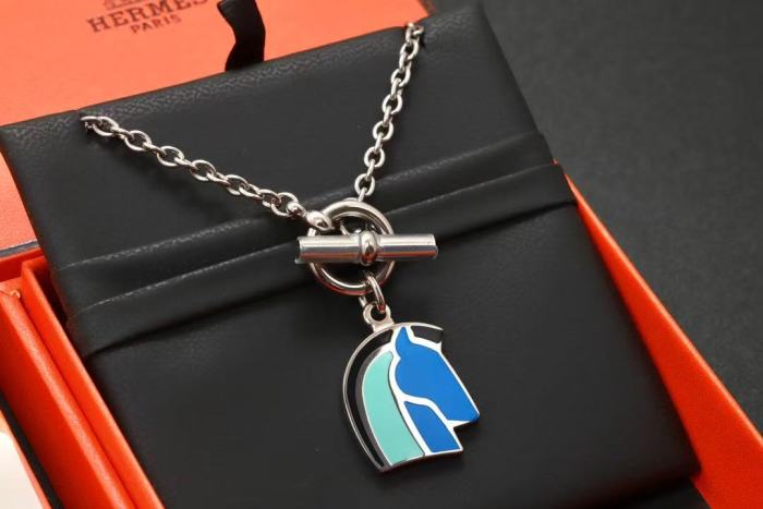 Enamel horse head necklace