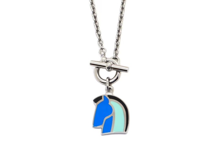Enamel horse head necklace