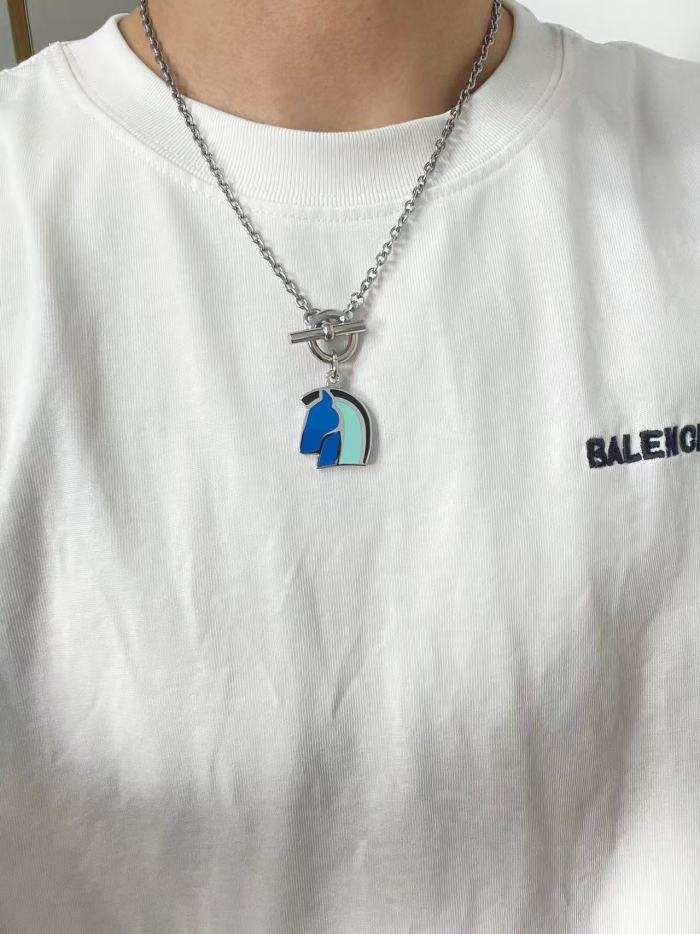 Enamel horse head necklace