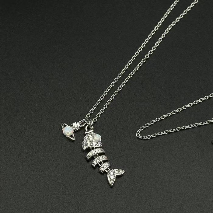 Fish bone bracelet necklace