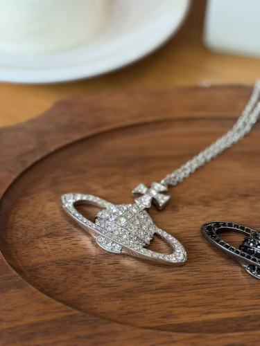 Large full diamond Saturn necklace