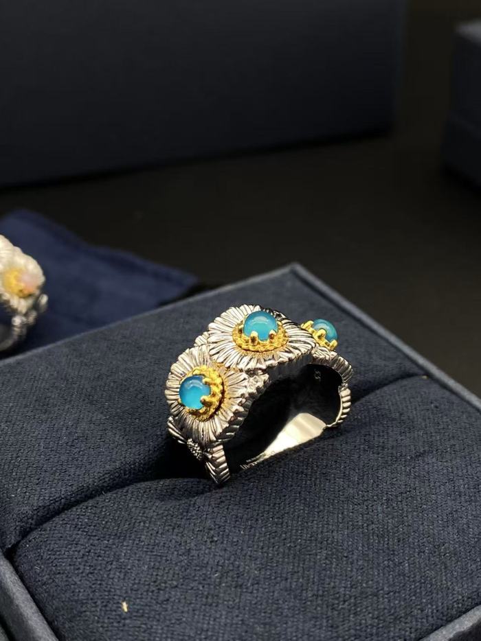 Daisy agate stone ring