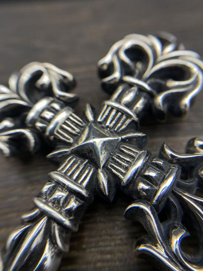 Large flame cross pendant