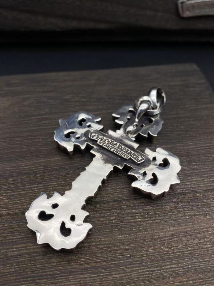 Large flame cross pendant