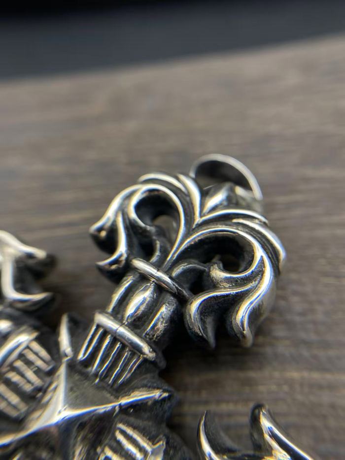 Large flame cross pendant