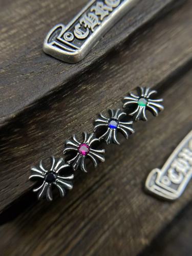 Colorful diamond cross earrings