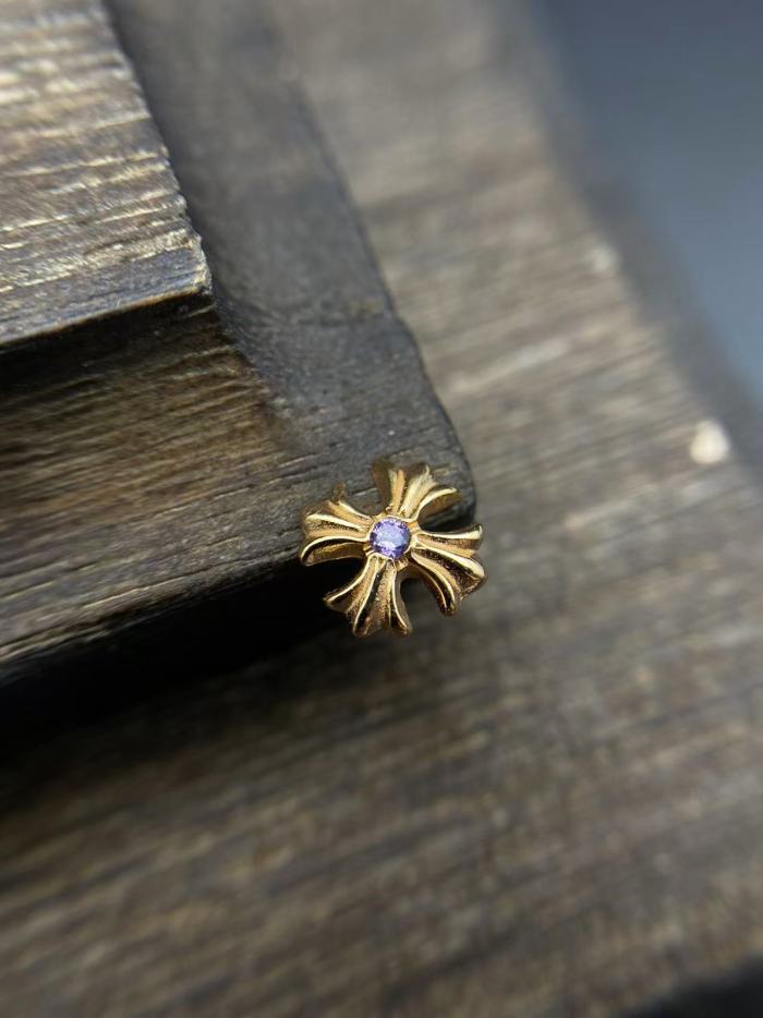 Gold plated colored diamond earrings