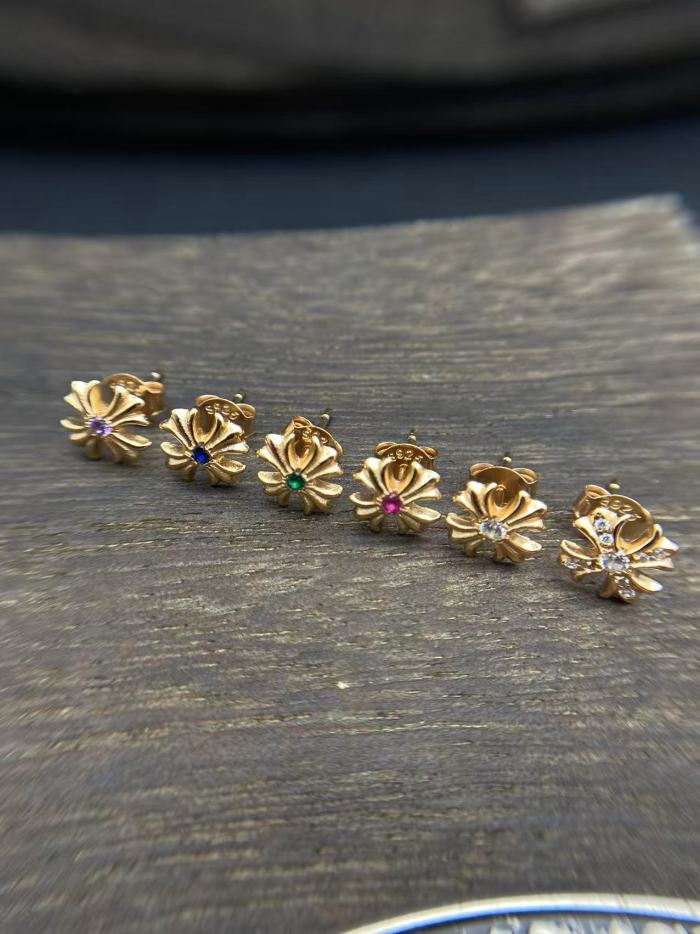 Gold plated colored diamond earrings