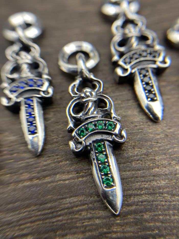 Diamond pendant with small sword