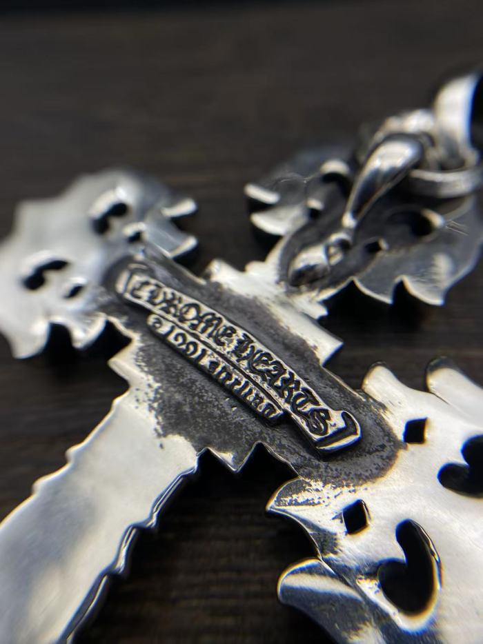 Large flame cross pendant