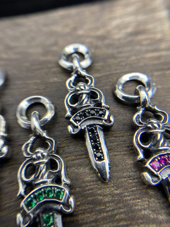 Diamond pendant with small sword