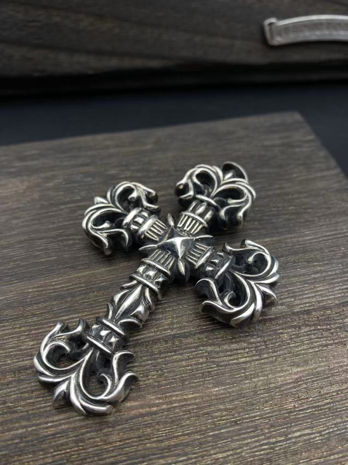Large flame cross pendant