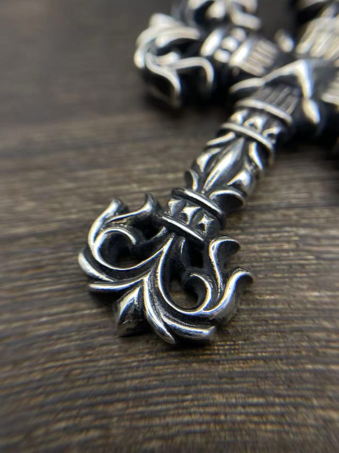 Large flame cross pendant